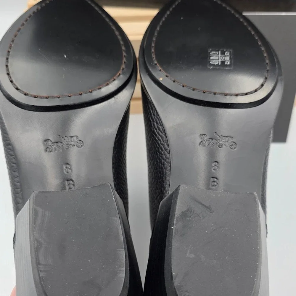 Coach Bandit Zip Shoe Pebble Black Leather Pointed Toe Bootie Q8176‎ Womens 8 B
